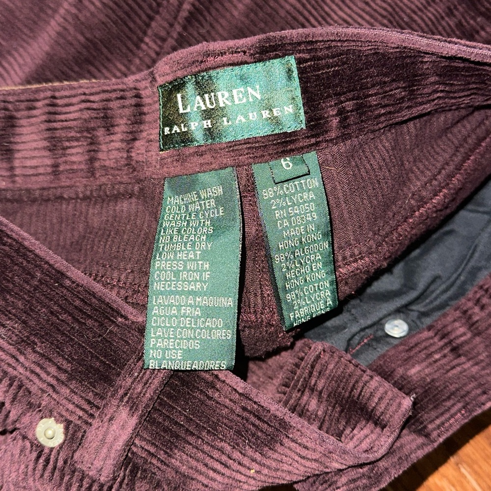 Ralph Lauren Rich Burgundy Corduroy Trousers - Picture 6 of 6